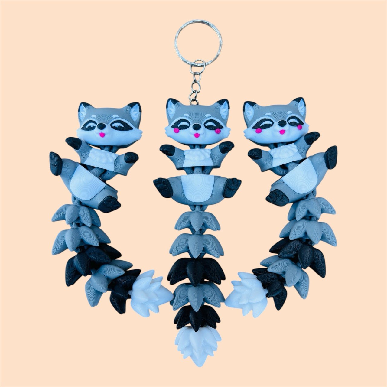 Flexi Raccoon Keychain - 3D Printed Art Toy