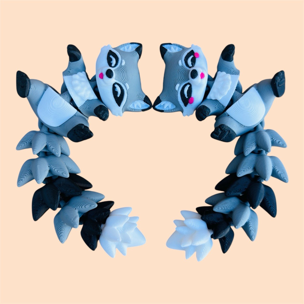 Flexi Raccoon Keychain - 3D Printed Art Toy