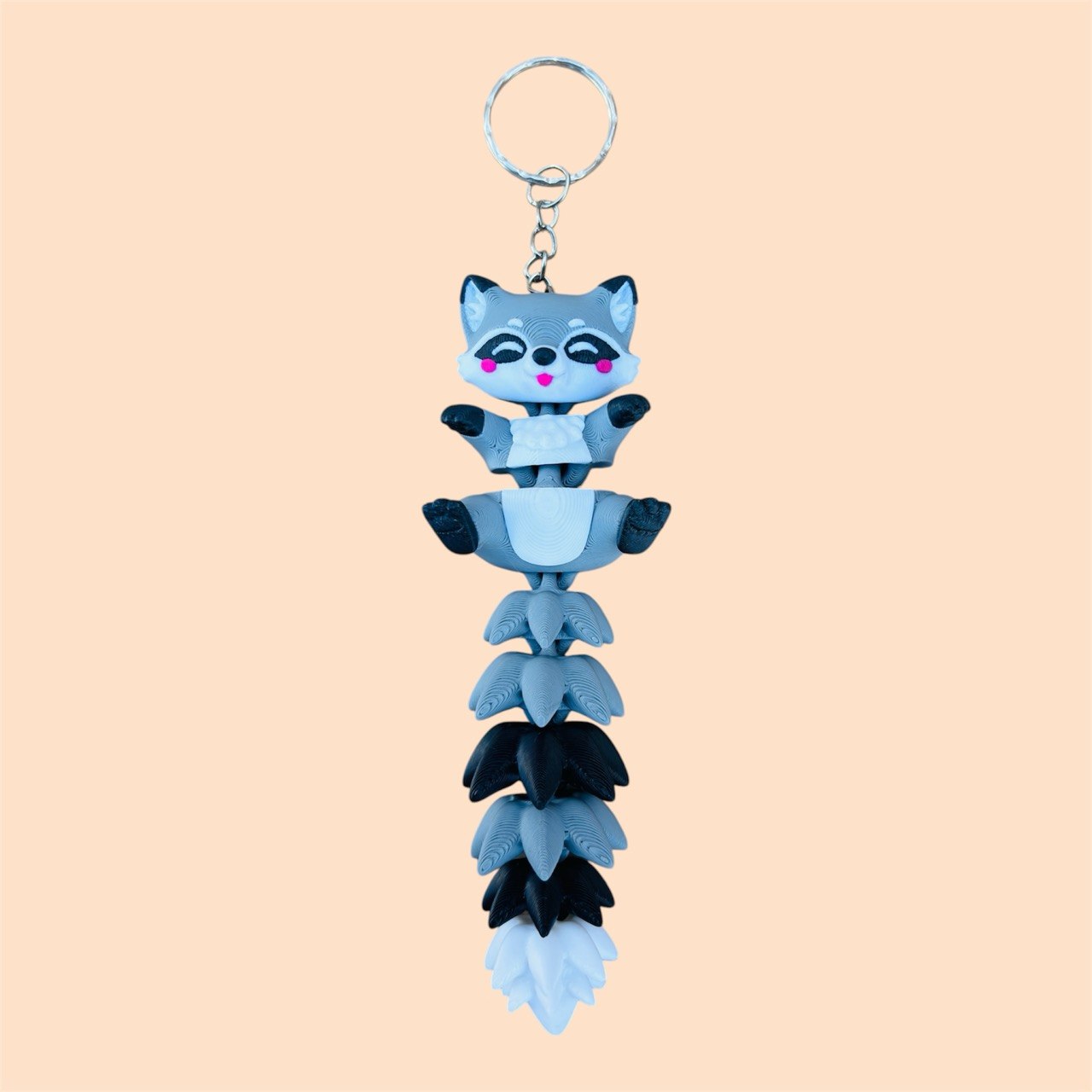 Flexi Raccoon Keychain - 3D Printed Art Toy