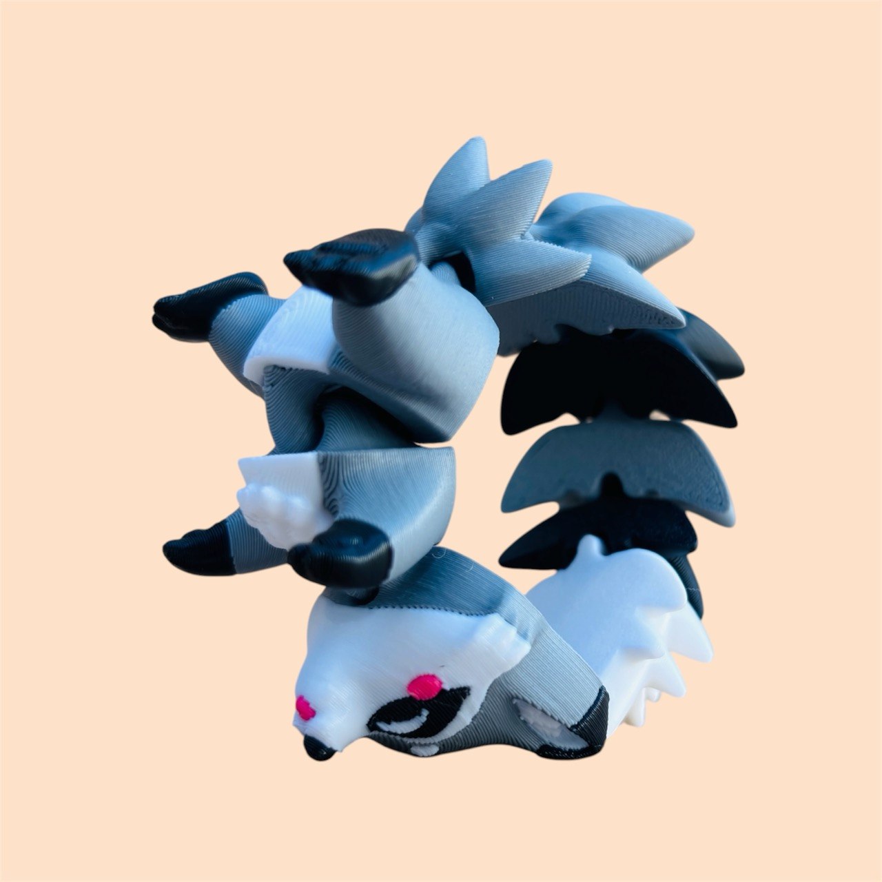 Flexi Raccoon Keychain - 3D Printed Art Toy