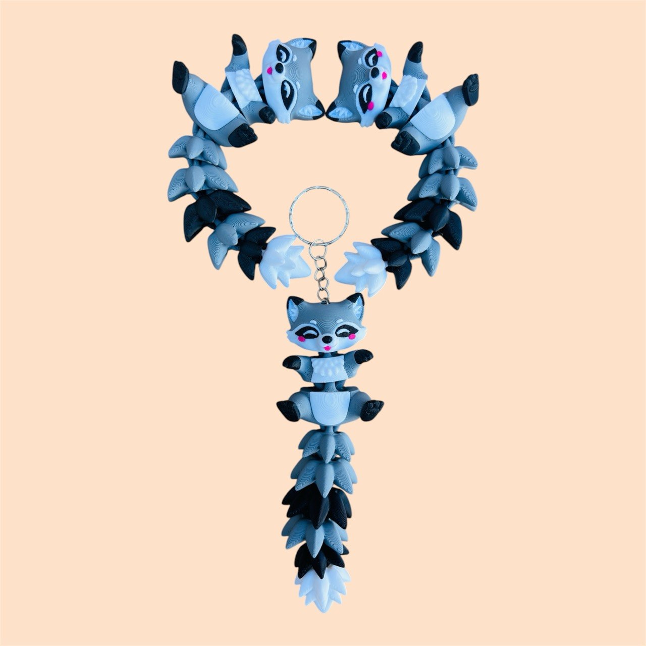 Flexi Raccoon Keychain - 3D Printed Art Toy