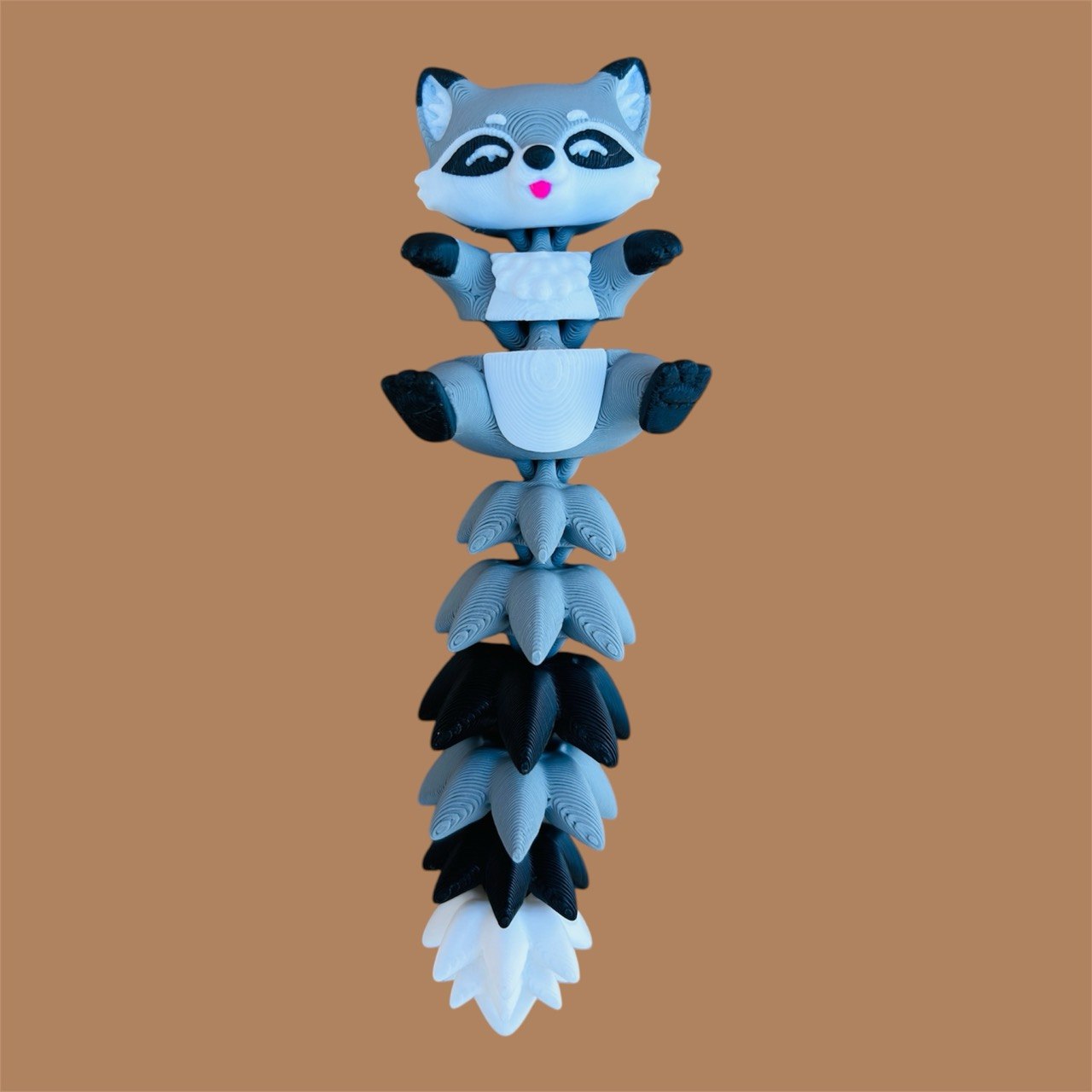 Flexi Raccoon Keychain - 3D Printed Art Toy
